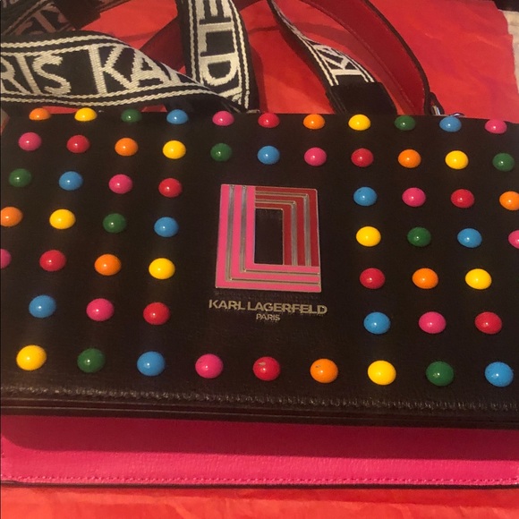 Karl Lagerfeld Handbags - Karl Lagerfeld Black Bag with Multicolor Studs